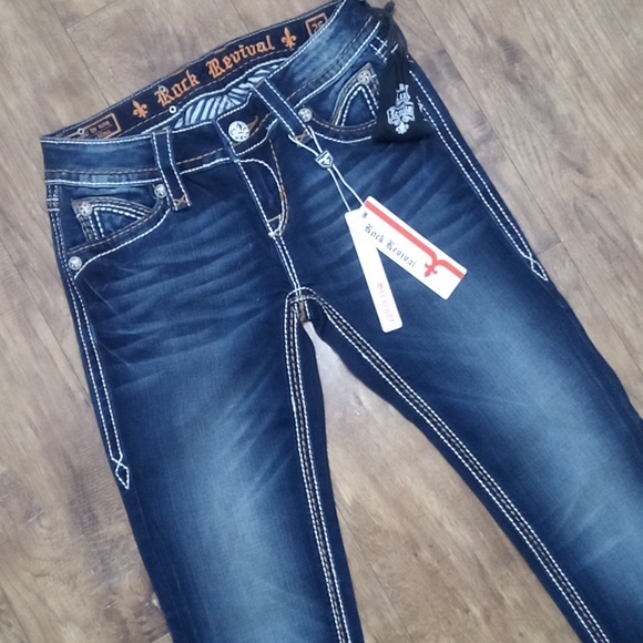 Rock Revival Women's 26 Straight Blair Embellished Faux Leather NWT - Picture 4 of 12